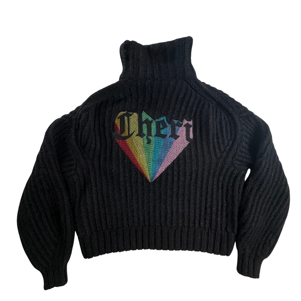 Zadig & Voltaire Cheri Zip Turtleneck Sweater Black Alpaca Wool M